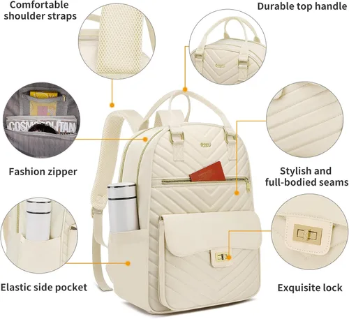 Vista 3 de Linda Mochila Estética para Escuela Secundaria y Preparatoria, para Adolescentes y Estudiantes Universitarias, Mochila para Laptop para Mujeres