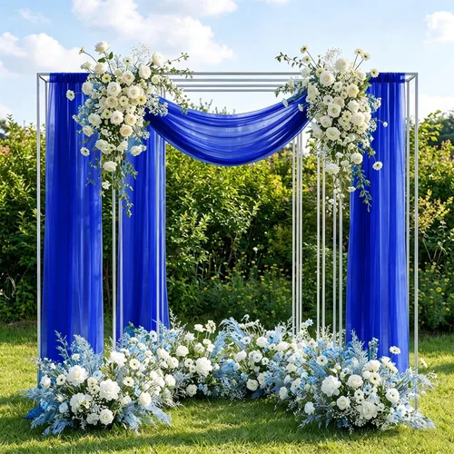 Vista 7 de FANPROMS Cortinas de gasa para arco de boda, 2 paneles de 18 pies, cortinas de gasa transparente para ceremonia, 6 yardas, tela drapeada para arco