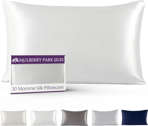 Vista 5 de Mulberry Park - Funda de almohada de seda de morera 100 % pura, 30 momme, tejido Charmeuse de lujo para cabello y piel, funda de almohada de seda