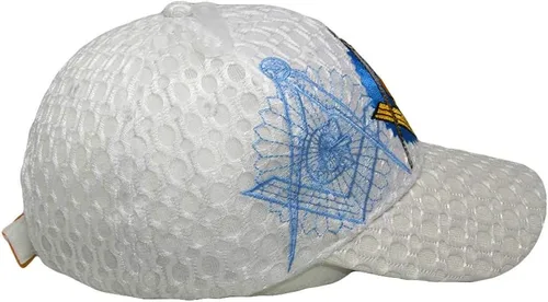 Vista 4 de Mason Masons - Gorra bordada con textura de malla blanca masónica masónica, Multi