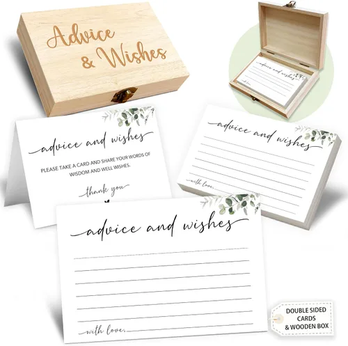 Vista 9 de Caja de tarjetas de consejos y deseos, 50 tarjetas de consejos de cumpleaños, boda, baby shower, caja de buenos deseos para fiesta de cumpleaños