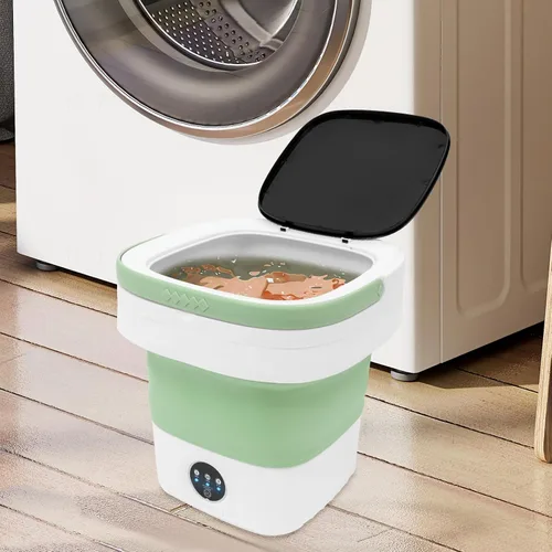 Vista 3 de Lavadora portátil de gran capacidad de 12 litros para ropa interior, ropa de bebé y ropa pequeña, mini lavadora plegable para apartamentos Verde