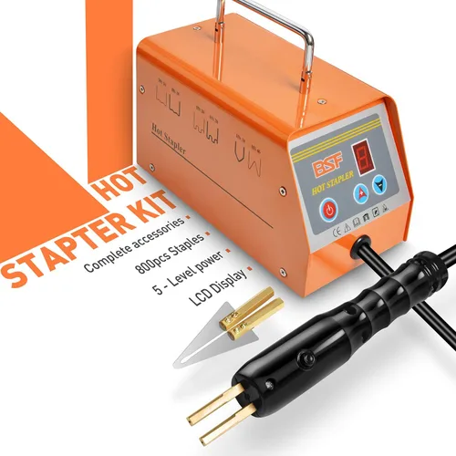 Vista 5 de kit de reparación de plástico para parachoques, engrapadora térmica para soldadura de plástico, de 110 V, con 800 grapas