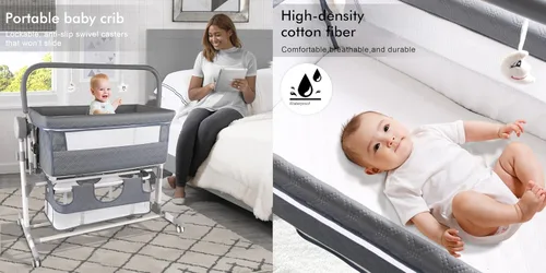 Vista 6 de MoLi Cuna eléctrica Bluetooth inteligente para bebé, cuna multifuncional, plegable, cuna para niños pequeños con música, 5 engranajes oscilantes