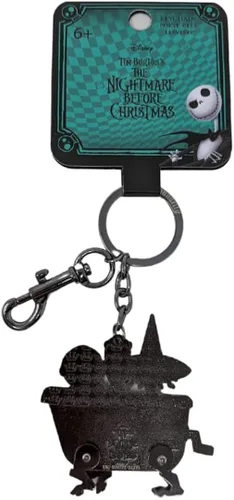 Vista 3 de Loungefly Llavero esmaltado de la tina de choque y barril de Nightmare Before Christmas, Plateado, S