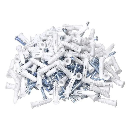 Vista 7 de Anclajes de pared acanalados #10-#12 de 1-1/4 pulgadas con tornillos, paquete de 100, azul, anclaje de plástico para paneles de yeso/hormigón