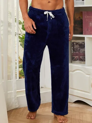 Vista 2 de Vulcanodon 2 Pack Mens PlushWarmPajama Pants, Fluffy Soft Fleece Sleep Pant with Pockets Lounge Pj Bottoms for Men