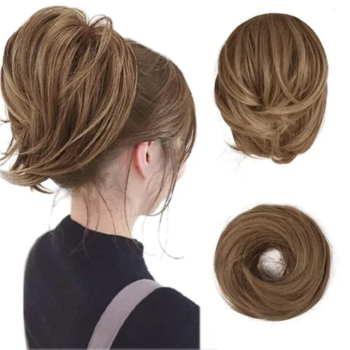 Vista 33 de BARSDAR Extensiones de Moño de Cabello Liso - Extensiones de Moño de Cola de Caballo Corta y Lisa para Mujeres, Coleteros de Moño de Cabello