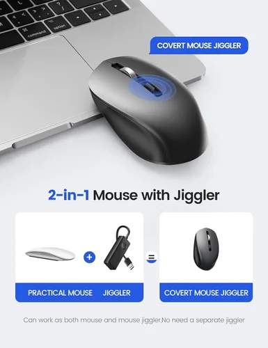 Vista 2 de EAXBUX Covert Mouse Jigger, ratón 2 en 1 con jiggler, motor de mouse indetectable con interruptor de encendido/apagado, sin unidad, simular