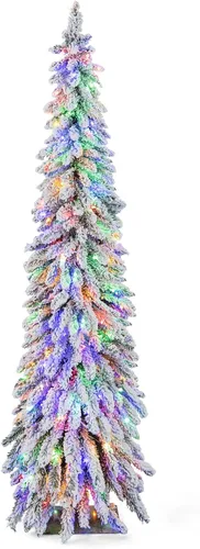 Vista 23 de Goplus Árbol de Navidad negro sin luz de 6 pies, árbol de Halloween artificial con 1036 puntas de rama, soporte de metal, árbol completo de Navidad
