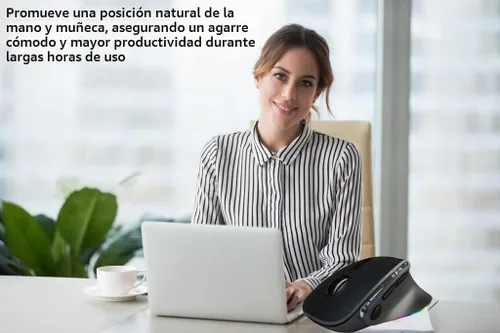 Vista 6 de Ratón ergonómico con forma de manos medias, modo dual (Bluetooth+USB), recargable con túnel carpiano vertical Bluetooth inalámbrico