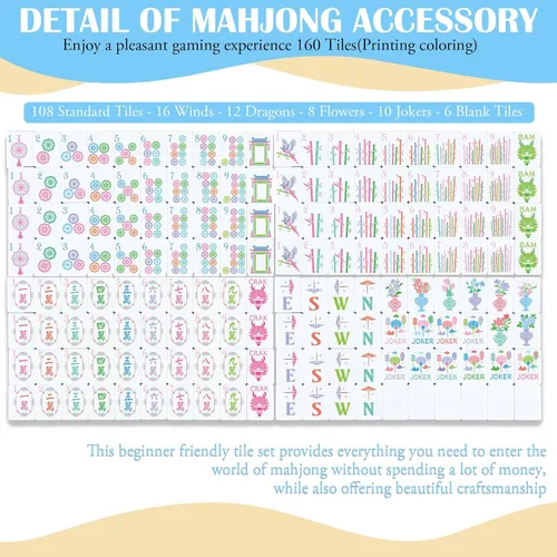 Vista 3 de Simgoing 160 Pcs American Mahjong Tiles Engraved, Stylish, Champagne Champán