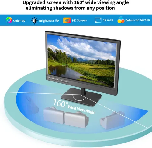 Vista 2 de Jexiop TV de 17 pulgadas, pequeño televisor de pantalla plana con sintonizador digital ATSC, puerto HDMI y USB en doble potencia, cable de cargador
