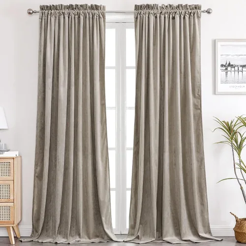 Vista 33 de Benedeco - Cortinas de terciopelo burdeos para ventana de dormitorio con pompón, cortinas de lujo súper suaves, oscurecimiento y aislamiento térmico