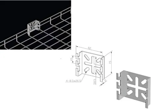 Vista 11 de Kable Kontrol Soporte de piso lateral de 2 pulgadas – Soporte de bandeja de cable de malla de alambre – Bandeja de malla de alambre Cesta de cables