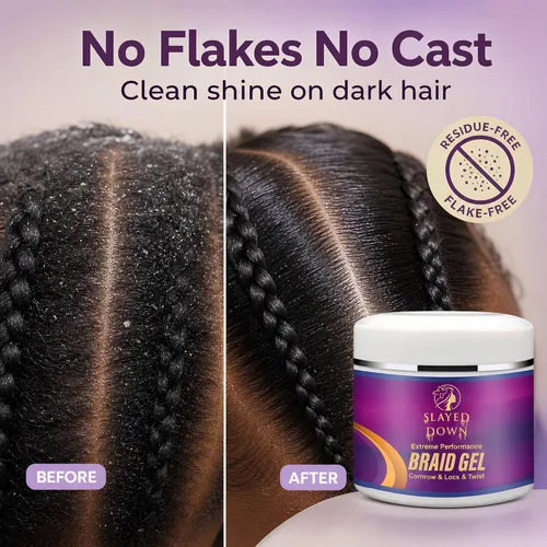 Vista 4 de Gel de trenzado para todo el día para trenzar cabello, cornrows, rastas, cerraduras y giros, sin escamas, control de bordes de larga duración, gel