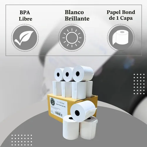 Vista 9 de BAM POS Rollos de papel de recibo de 3" x 150' 1 capa Bond (No Térmico) para impresoras de impacto de cocina TMU200, SRP275 Star SP700 – Adecuado