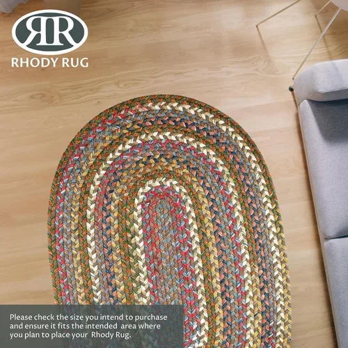 Vista 6 de Rhody Rug Country Jewel CJ35 - Alfombra trenzada ovalada de bronce de 2 x 3 pies, decoración del hogar, alfombra de piso o alfombra de dormitorio