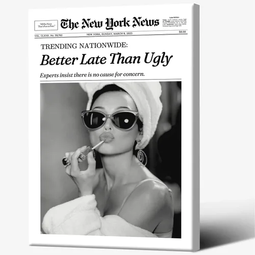 Vista 16 de FBKDVC Funky Girl - Póster estético de preppy, lienzo moderno en blanco y negro, arte de pared, póster de periódico para mujeres, impresión