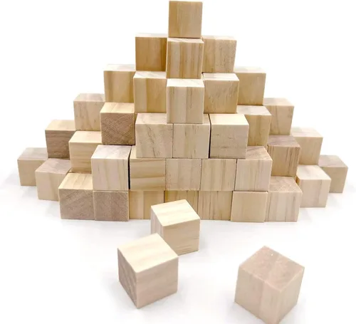 Vista 12 de Bloques de madera para manualidades, cubos de madera sin terminar, bloques cuadrados de madera de pino natural de 1 cm, cubos de madera para artes
