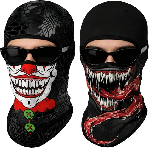 Vista 27 de Pasamontañas 3D, máscara de cara completa, resistente al viento, máscara de esquí con calavera táctica para motocicleta, ciclismo, Halloween 4