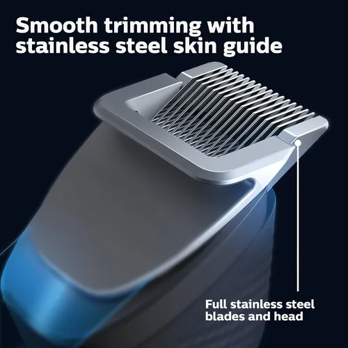 Vista 5 de Norelco Philips Series 9000, Ultimate Precision Beard and Hair Trimmer with Beard Sense Technology for an Even Trim, BT9810/40 Negro