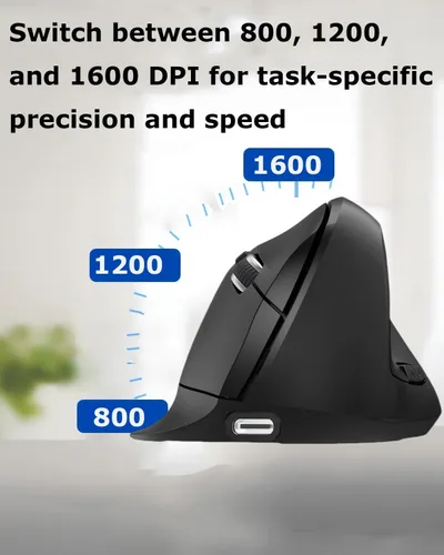 Vista 6 de Ratón inalámbrico ergonómico (Bluetooth+USB) Modo dual vertical silencioso portátil multidispositivo Ergo vertical túnel carpiano ratones