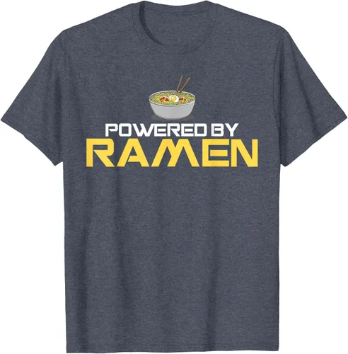 Vista 98 de Camiseta de fideos de anime japoneses Powered By Ramen, Negro, S