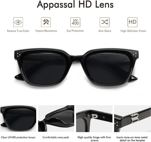 Vista 4 de Gafas de sol rectangulares retro para mujer, gafas de sol de marco cuadrado de moda AP3642