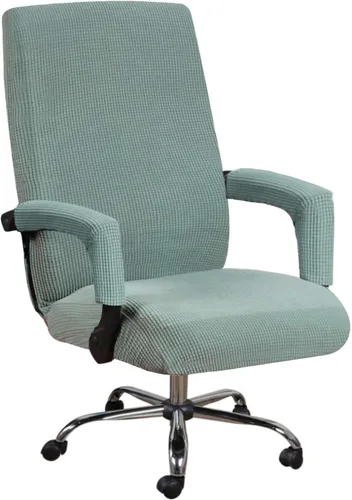 Vista 19 de Fundas de elastano para silla de oficina, fundas elásticas para silla de oficina de computadora, fundas giratorias a cuadros con cremalleras