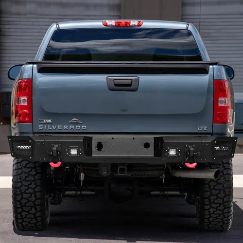 Vista 5 de VIJAY Parachoques delantero y trasero para Chevy Silverado 1500 2007-2013 con placa de cabrestante y luces