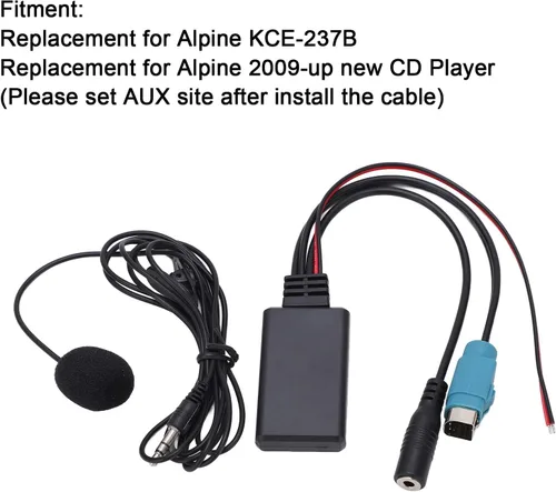 Vista 2 de Aramox Módulo AUX en Bluetooth, adaptador de cable Bluetooth AUX in estéreo de velocidad completa con micrófono extraíble de repuesto para 2009