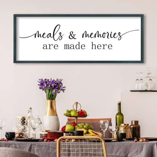 Vista 25 de FZMHASLWW Decoración de Pared para Comedor Bendición Cristiana Bendice la Comida Familia Amor Letrero de Versículo Bíblico 32"×12" Escritura