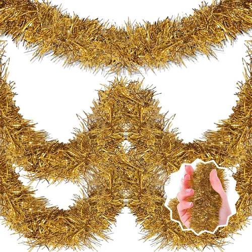 Vista 10 de Guirnalda de Oropel de Navidad Negra de 50 Pies, Pancarta de Giro de Papel Metálico, Serpentinas de Oropel Colgantes para Pared, Telón de Fondo