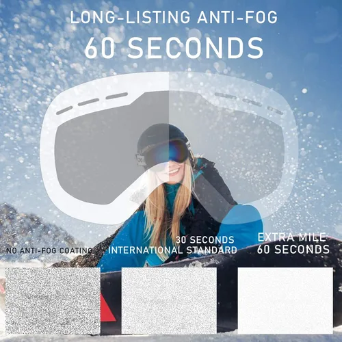 Vista 7 de FONHCOO Gafas de esquí para hombres y mujeres, antivaho OTG gafas de snowboard con lente desmontable para esquí, patinaje, protección UV