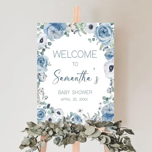 Vista 17 de Letrero de bienvenida personalizado de flores silvestres para baby shower, letrero floral bohemio para baby shower, letrero con nombre personalizado
