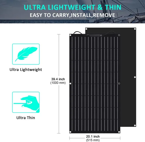 Vista 2 de Kit solar eólico de 500 W, sistema de 12 V fuera de la red: generador de turbina eólica de 400 W + 1 panel solar flexible ETFE de 100 W +
