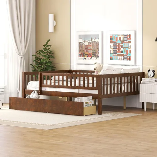 Vista 10 de Bellemave Marco de cama individual con rieles para niños, marco de cama individual con cajones para niños/niñas/adultos, color gris