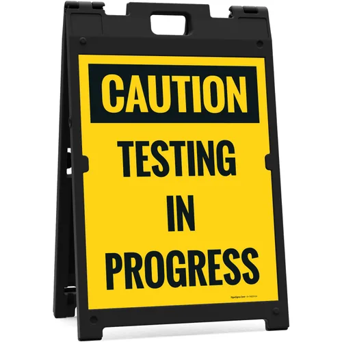 Vista 10 de Caution Testing in Progress Sidewalk Sign Kit, 10x16 Inches, Replacement Panels (2 Pack) Thick HDPS Plastic, Made in USA by Sigo Signs