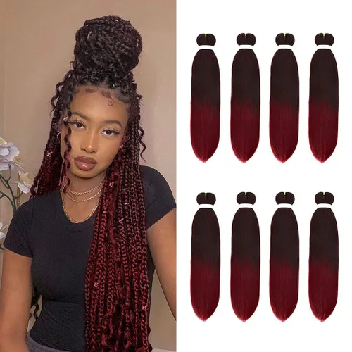 Vista 11 de 8 paquetes de extensiones preestiradas - 16 pulgadas de cabello trenzado premium, 55G/paquete, sin picazón, fijación en agua caliente, textura Perm