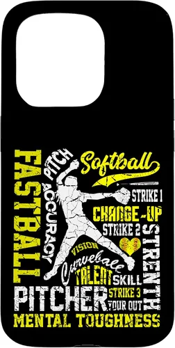 Vista 14 de Distressed Look Softball Pitcher Best Traits for Teen Girls Case for iPhone 17