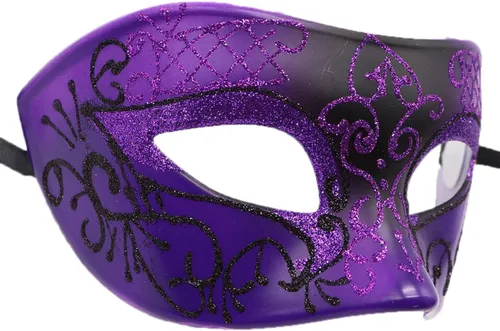 Vista 4 de Awlsyj Máscara de mascarada para parejas, de metal, veneciano, Halloween, Mardi Gras, para fiesta, baile de graduación
