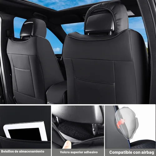 Vista 2 de Huidasource Fundas de asientos de automóvil para Grand Cherokee, 2 piezas de cobertura completa de cuero personalizada, funda de cojín de asiento