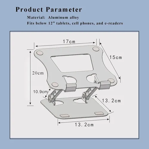 Vista 8 de Sokelinn-six Soporte para tablet de aluminio, soporte de doble varilla ajustable plegable para tablet para escritorio, compatible con teléfono