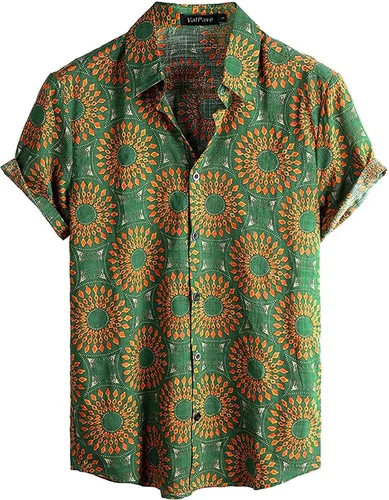 Vista 3 de VATPAVE Camisas hawaianas florales de manga corta con botones para hombre