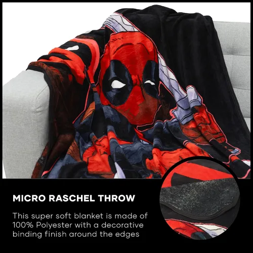 Vista 7 de Northwest Deadpool Micro Raschel - Manta de 46 x 60 pulgadas, espadachín