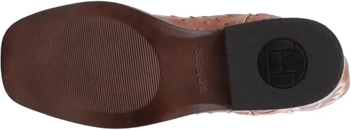 Vista 7 de Roper Hombres Bumps Avestruz Punta cuadrada Botas Casual Mid Calf - Marrón, Blanco