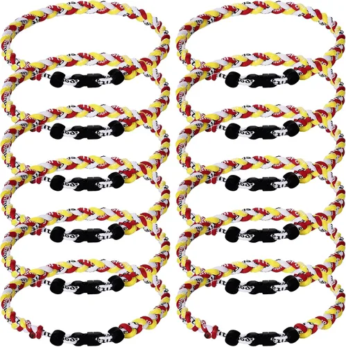 Vista 18 de Zeyune Collar de béisbol de 18 pulgadas para niños, tres cuerdas trenzadas, tornado, titanio, collar de cuerda de béisbol para hombre