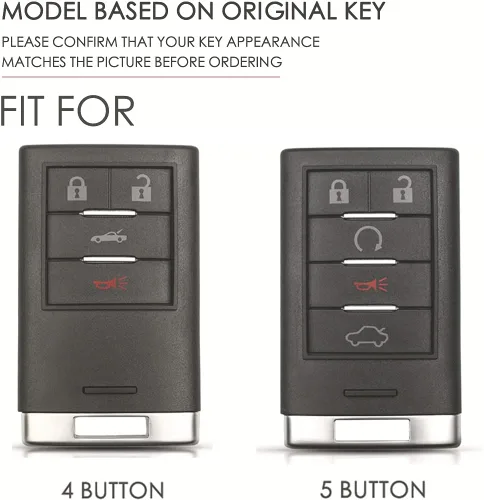 Vista 2 de ontto Funda para llave de automóvil de 4 botones para Cadillac Funda de cuero para llavero con estilo negro