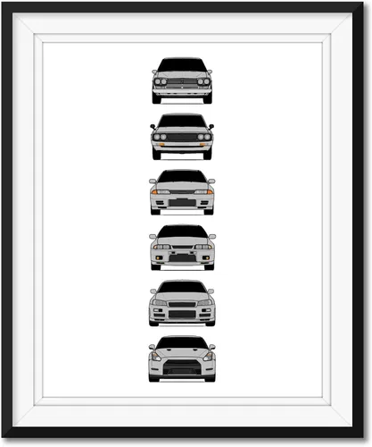 Vista 3 de Custom Car Posters Handmade Poster compatible with Nissan Skyline GT-R and Print of Nissan Skyline GTR (KPGC10, KPGC110, R32, R33, R34, R35)